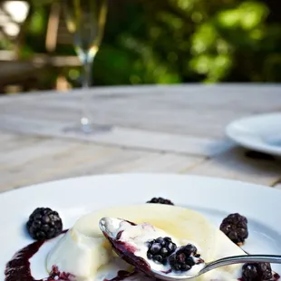 Seasonal panna cotta with fresh fruit