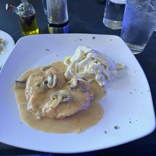 Chicken Marsala and fettuccine