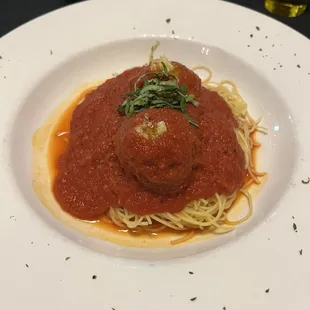 Capellini and meatballs! Wow