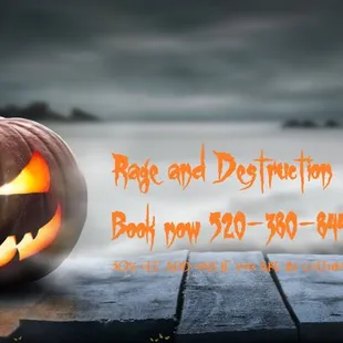 Wear a costume and we will give you 30% off any add ons from our wide selection of fun items to smash.  #halloween #trynewthings #smahroom