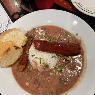 New Orleans Style Red Beans &amp; Rice   Pretty bland.  Bottle of Crystal on table helped, though needed some Tabasco for a kick.