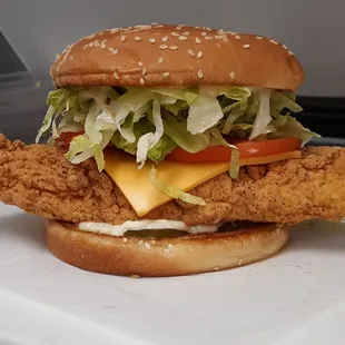 Catfish on bun with cheese