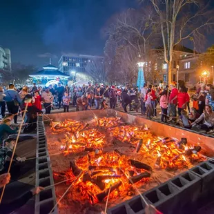 Holiday celebration on Decatur square with a bonfire and marshmallows!