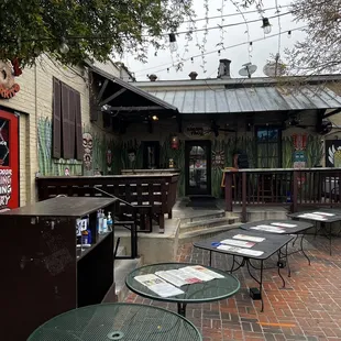 tables and chairs outside