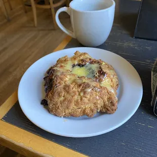 Blackberry, lemon curd scone