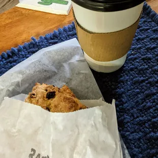 An orange-scented currant scone and chai