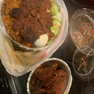 Jollof Rice with Salad and beef