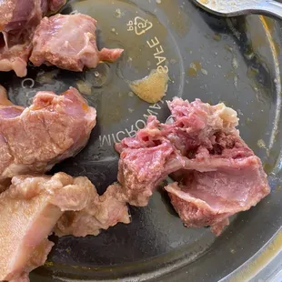a plate of raw meat