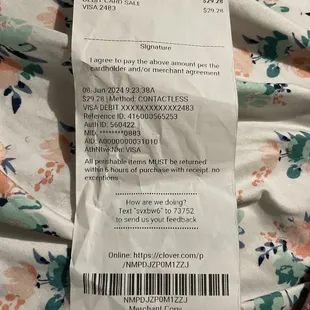 I didn't order for donut on this receipt that was half cut off and given to me.