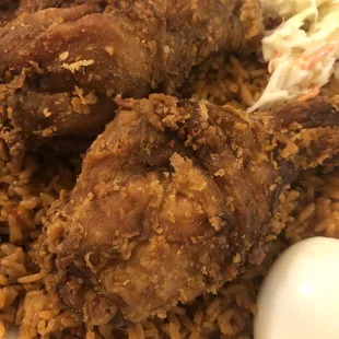 Regular Fried Chicken, Jollof Rice with Salad