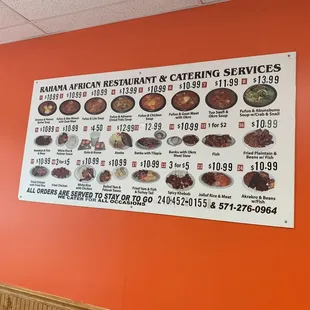 Menu options