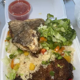 Regular Atseke with Salad