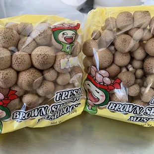 Close up of the Japanese shimeji mushrooms