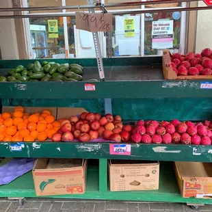 Fresh seasonal fruits.   Dragonfruit now available.