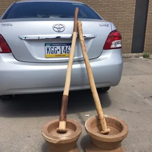 We got two fufu pounding sets!