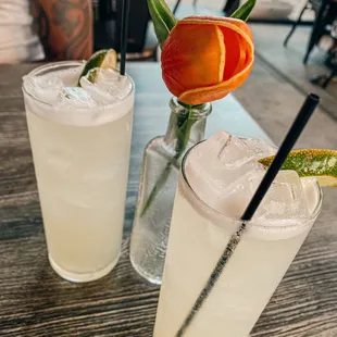 A vodka ginger drink that was very good and refreshing.