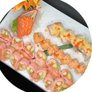 a platter of sushi