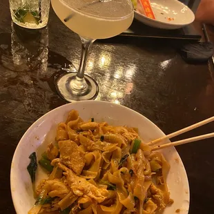 Drunken Noodles Dinner (split with a friend) and a Lychee Martini