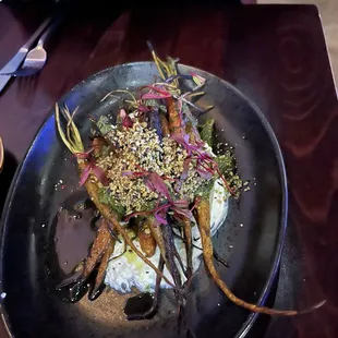 Grilled heirloom carrots