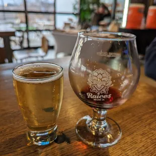 A 5 oz pour next to a mostly empty glass of wine