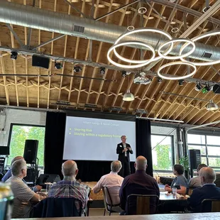 Community speaker at a recent presentation at this brewpub