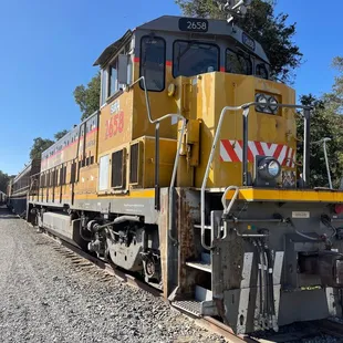 Train parked out front