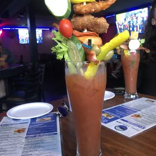 Bloody Mary on Sunday! The chicken wing was juicy and the slider was so good! Even came with tiny pickles :)