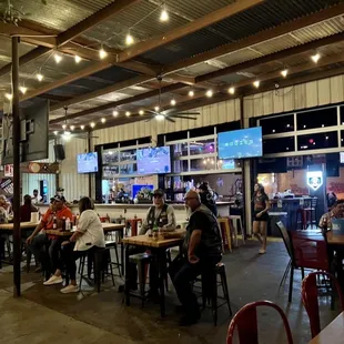 a look at the bar, the indoors section behind those garage doors