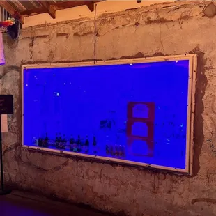 a neon blue screen