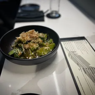 a bowl of food on a table