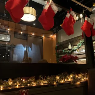 stockings hanging from the ceiling