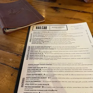 Drink and food menu
