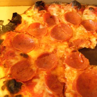 Excellent flame baked pizza at Railcar Pizza