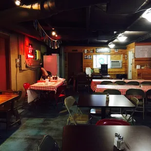 The main dining area. Kinda reminds me of a VFW hall.