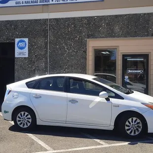a car was in the way of the front door...annoying and unsafe to park directly in front of a business door.
