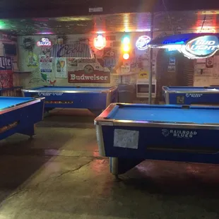 Several pool tables