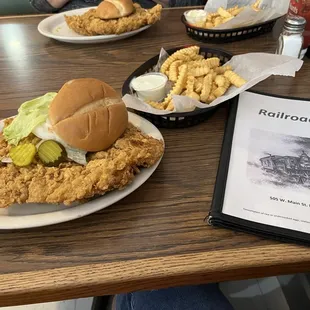 Comes with a side either fries or onion rings.