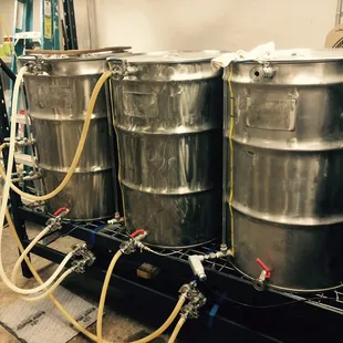 a row of kegs