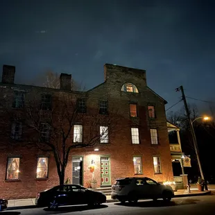 cars parked in front of the building
