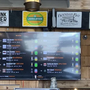 Beer menu