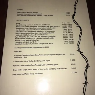 menu
