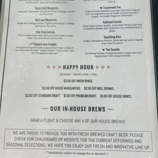 Drink menu