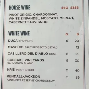 Wine menu