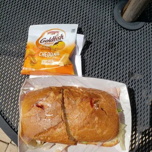 Turkey &amp; Ham Sandwich. They give you free goldfish.