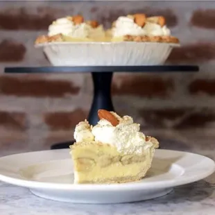 a slice of pie on a plate