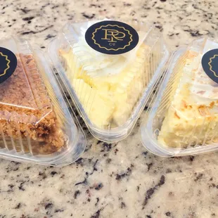 Apple crumble, Banana cream and coconut cream pie