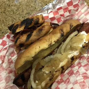 Seattle dog and Peanut Butter bacon hot link!