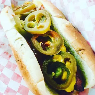 Hot dog ain&apos;t a hotdog without jalapeños!