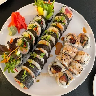a plate of sushi