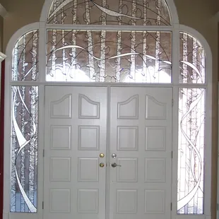 leaded glass entryway.